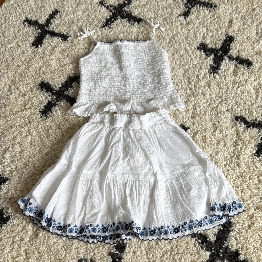 Polo Ralph Lauren White and Blue Floral Two-Piece Set